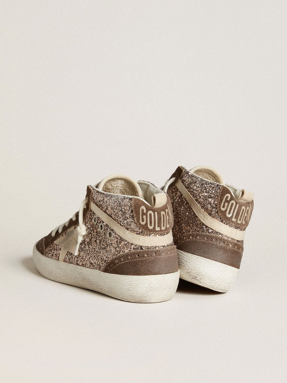 Women's Mid Star in glitter with pearl suede star and brown suede inserts