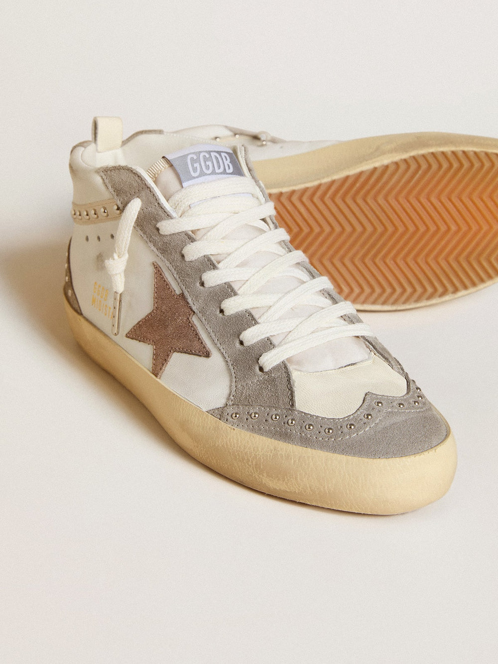 Women's Mid Star in nappa and suede with light brown metallic leather star