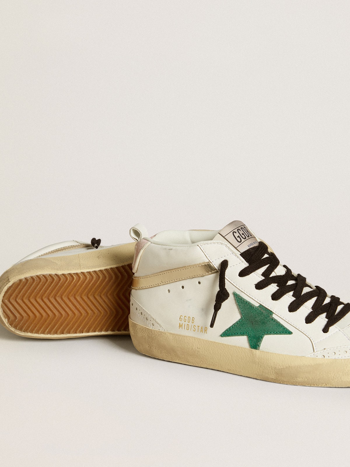 Women's Bio-based Mid Star with green suede star and pink suede heel tab