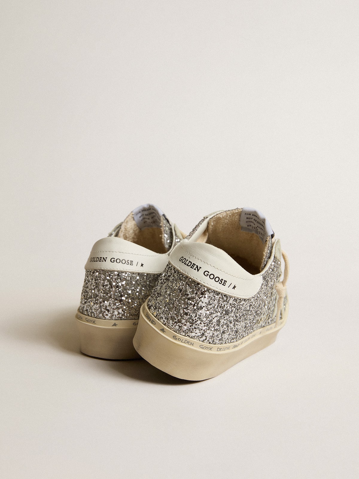 Women's Hi Star in silver glitter with suede star and white heel tab