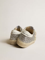 Women's Hi Star in silver glitter with suede star and white heel tab