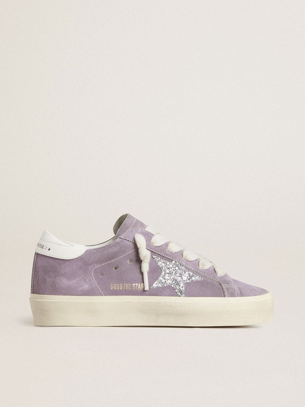 Women's Hi Star in purple suede with silver glitter star