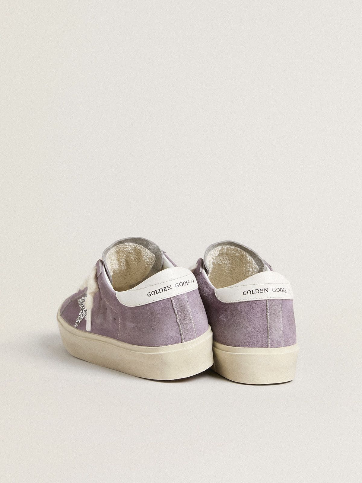Women's Hi Star in purple suede with silver glitter star