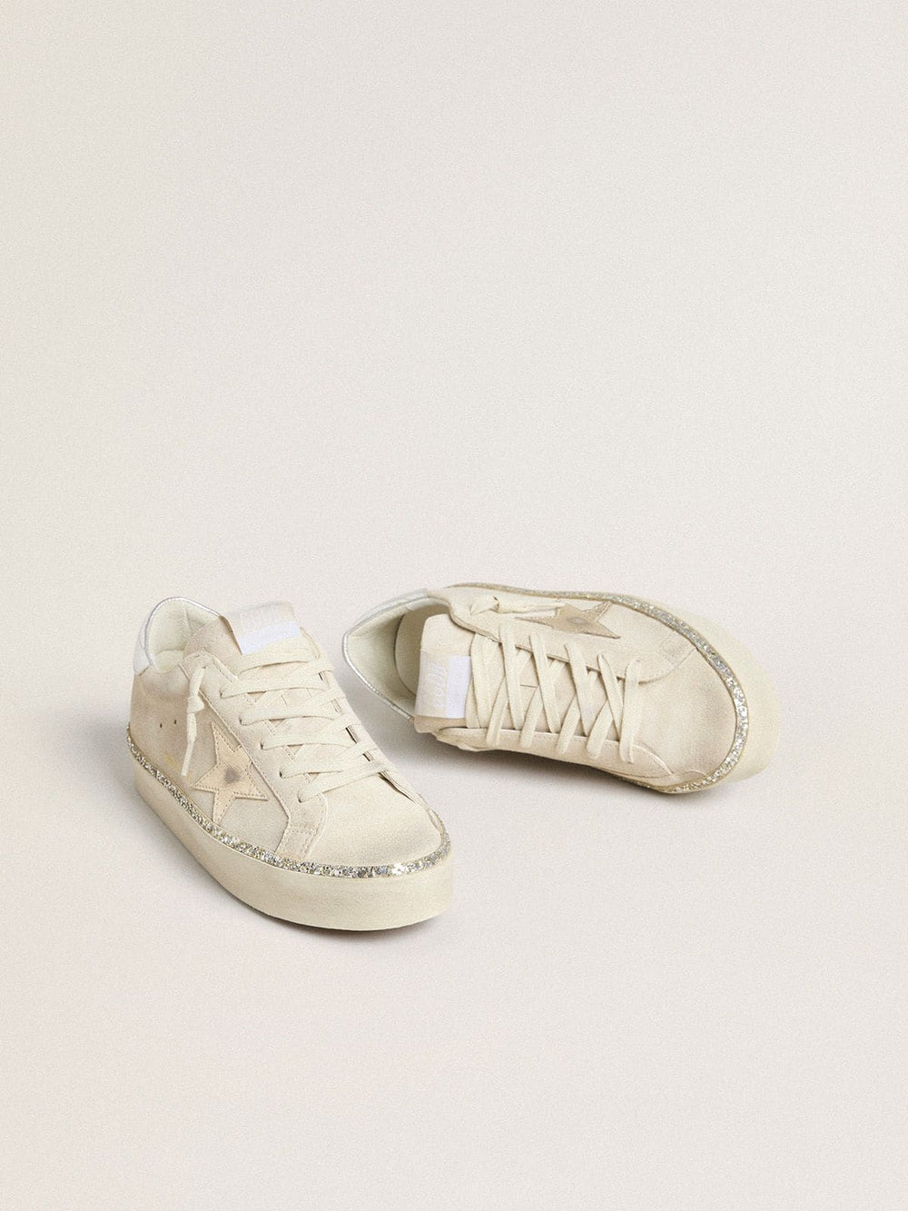 Hi Star in suede with silver metallic leather star and heel tab