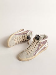 Slide in lilac glitter with white leather star and flash