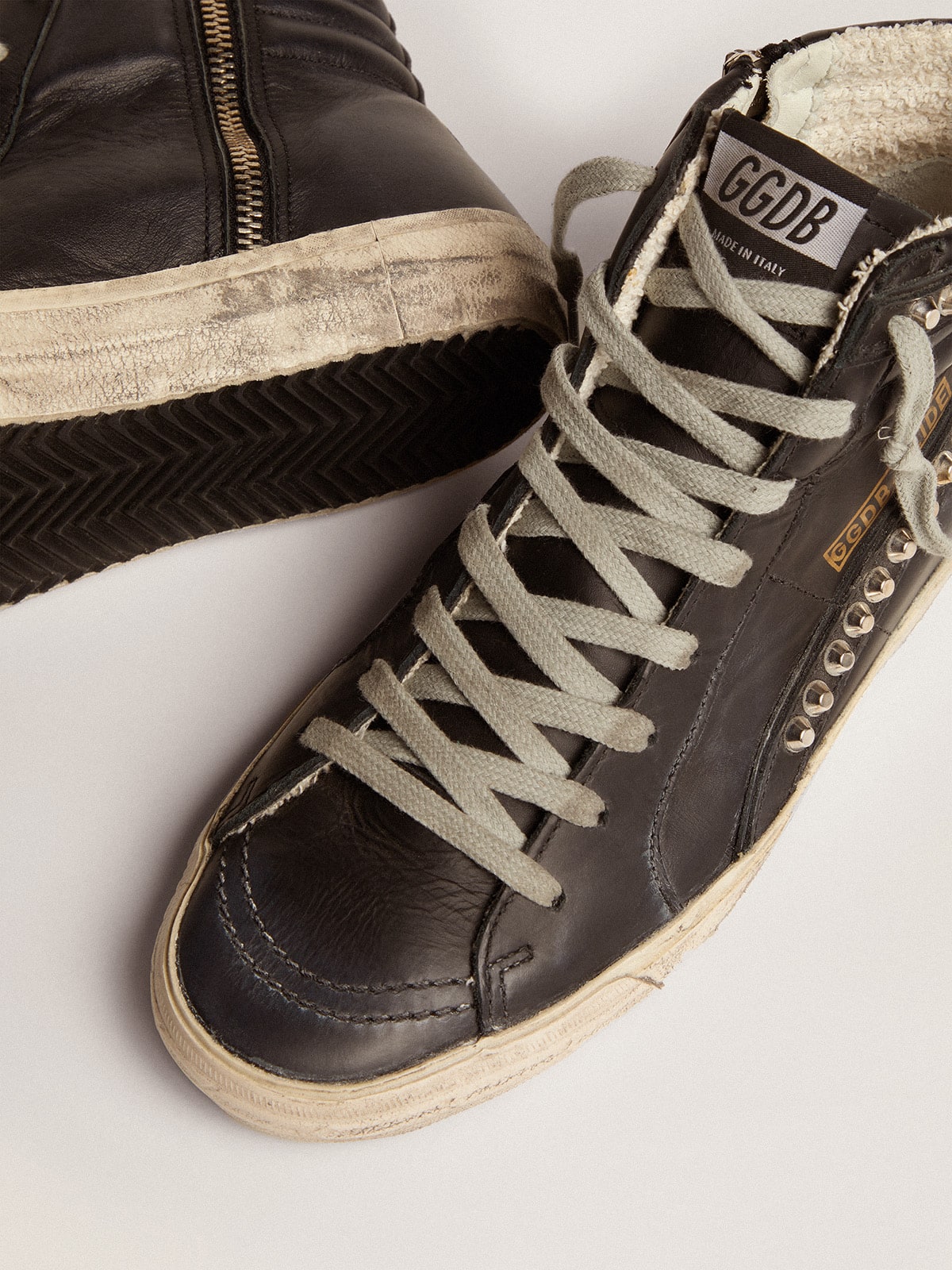Women’s Slide high-top sneakers with studs Golden Goose