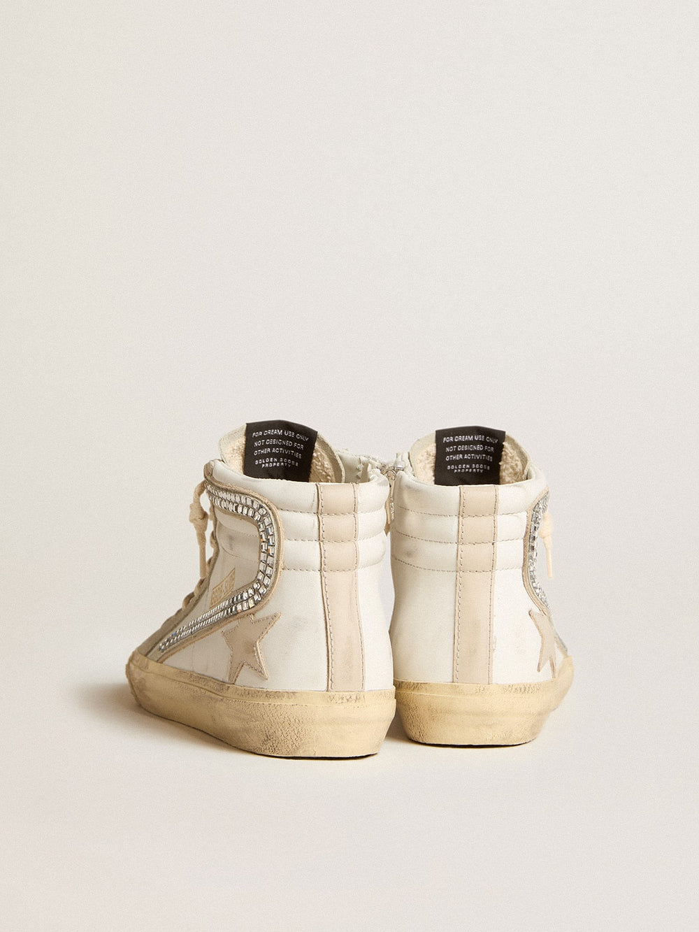 Slide with nude leather star and suede and Swarovski crystal flash