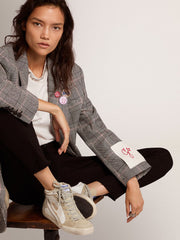 Women's Slide with ice-gray suede star and white flash