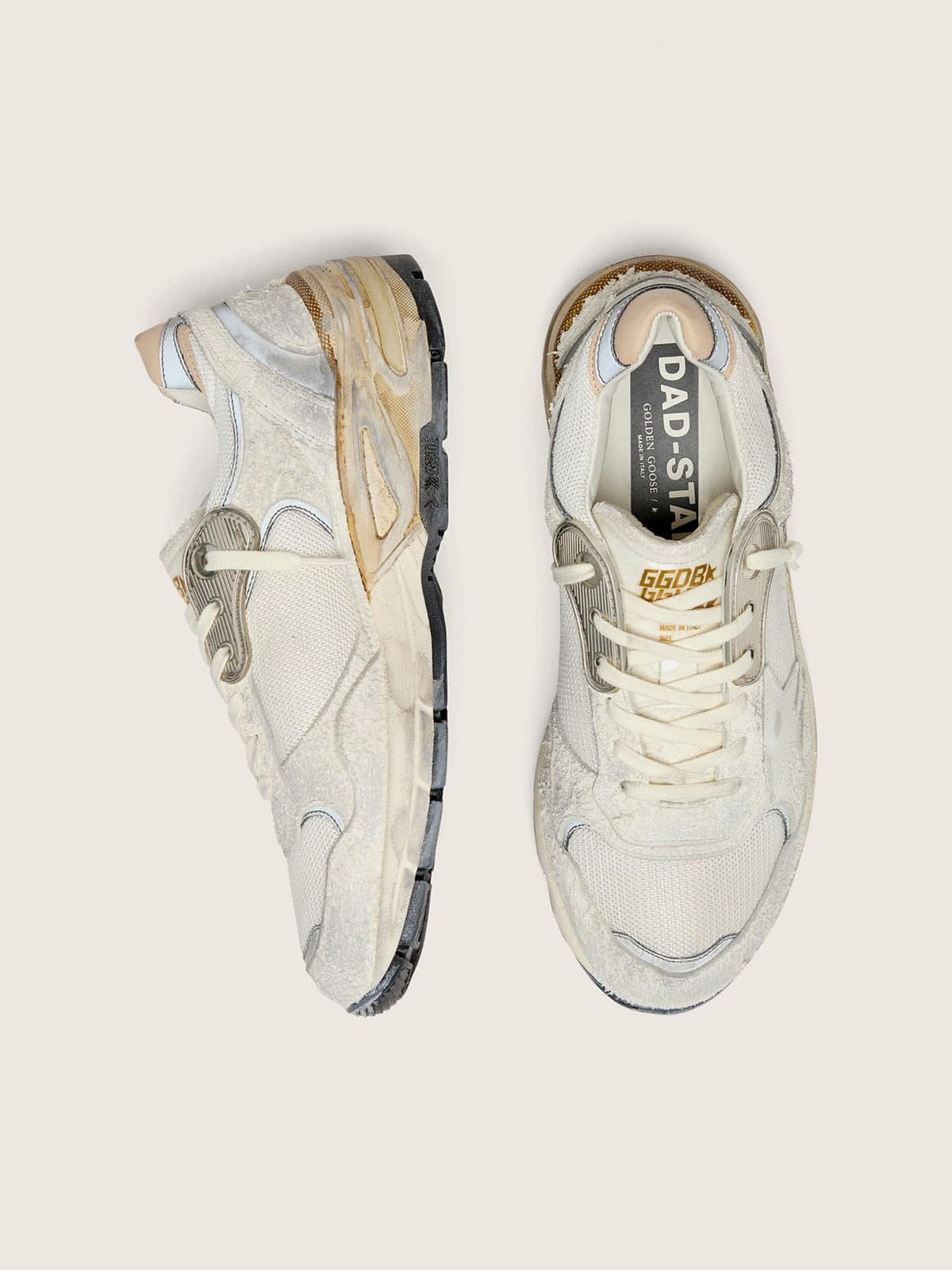 Women's Dad-Star in suede and mesh with white leather star and beige leather heel tab