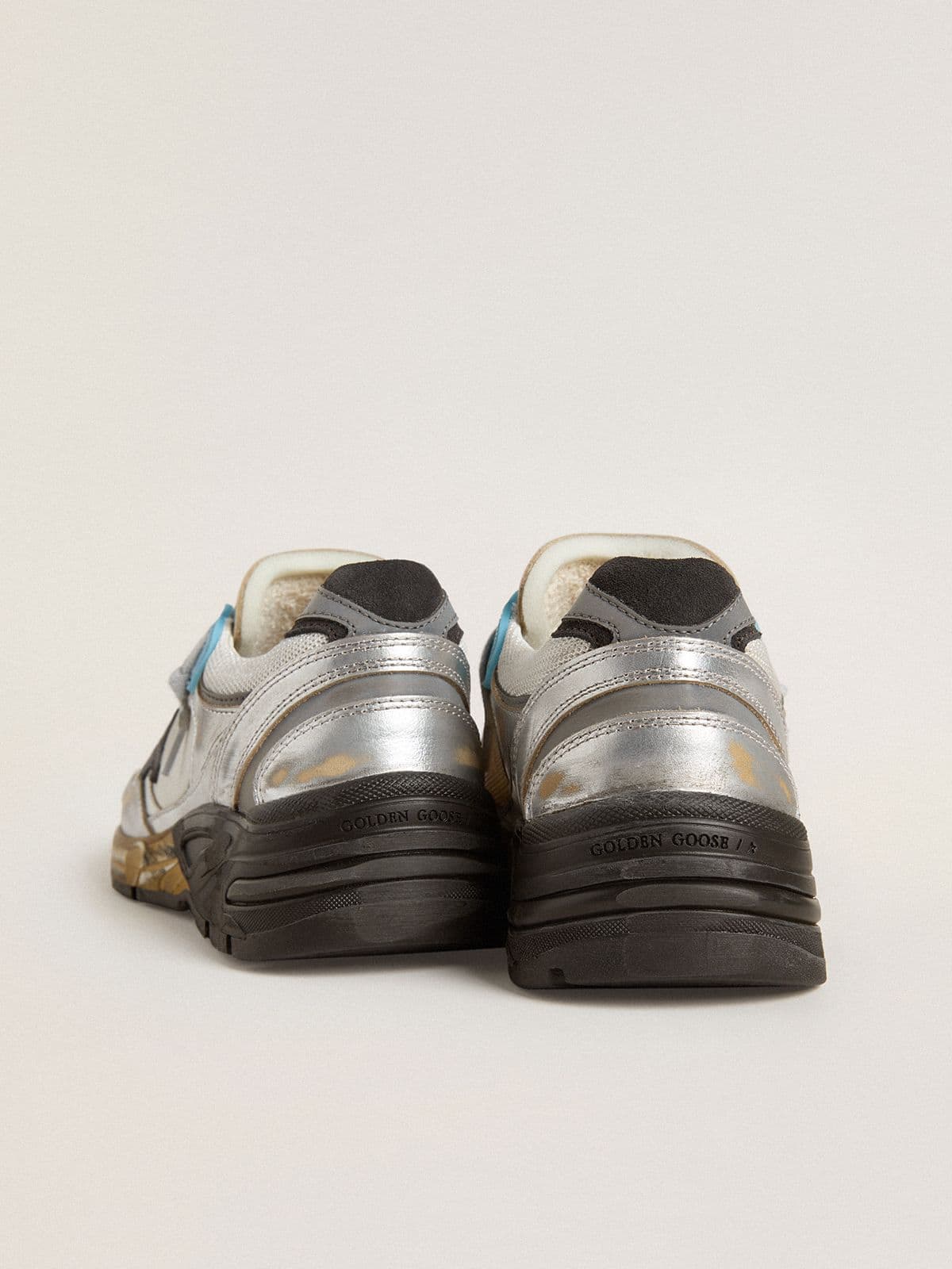 Women's Dad-Star in mesh and silver foiled leather with black suede star