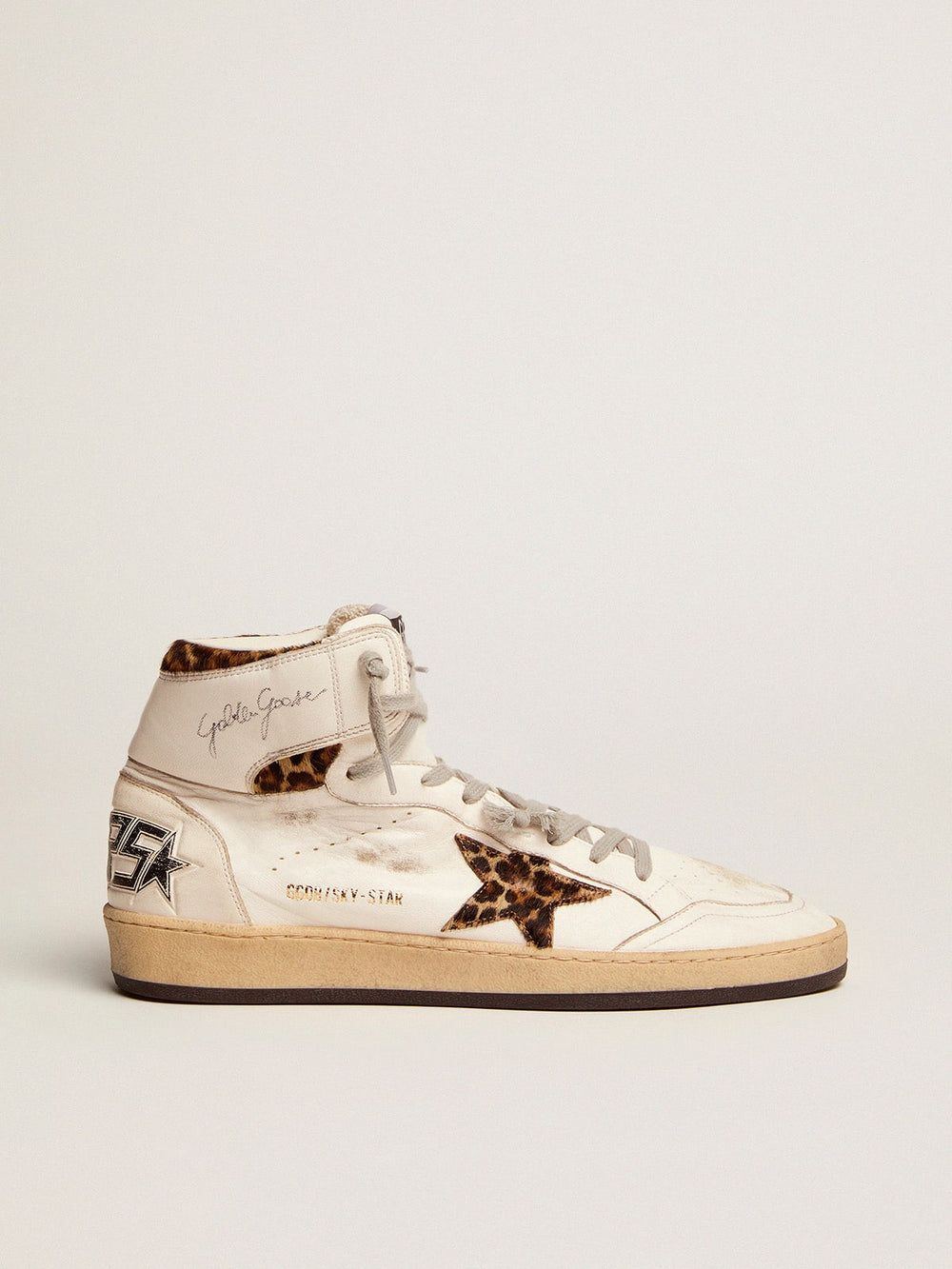Women’s Sky-Star high-top sneakers in leopard-print pony skin Golden Goose