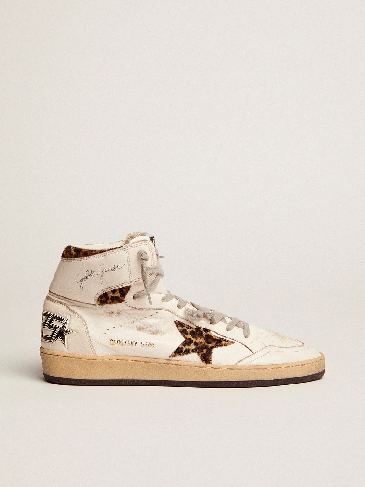 Women’s Sky-Star high-top sneakers in leopard-print pony skin Golden Goose