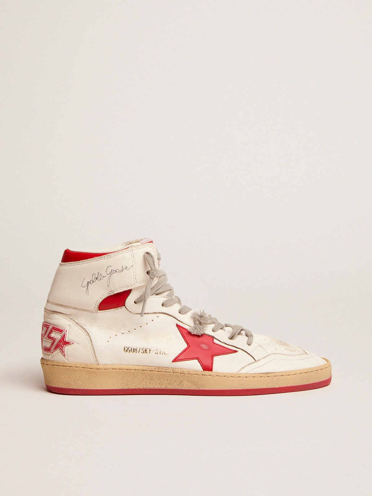 Women's Sky-Star in white nappa with red star and heel tab