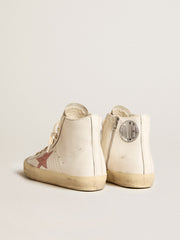Francy in cream nappa with pink crocodile-print leather star