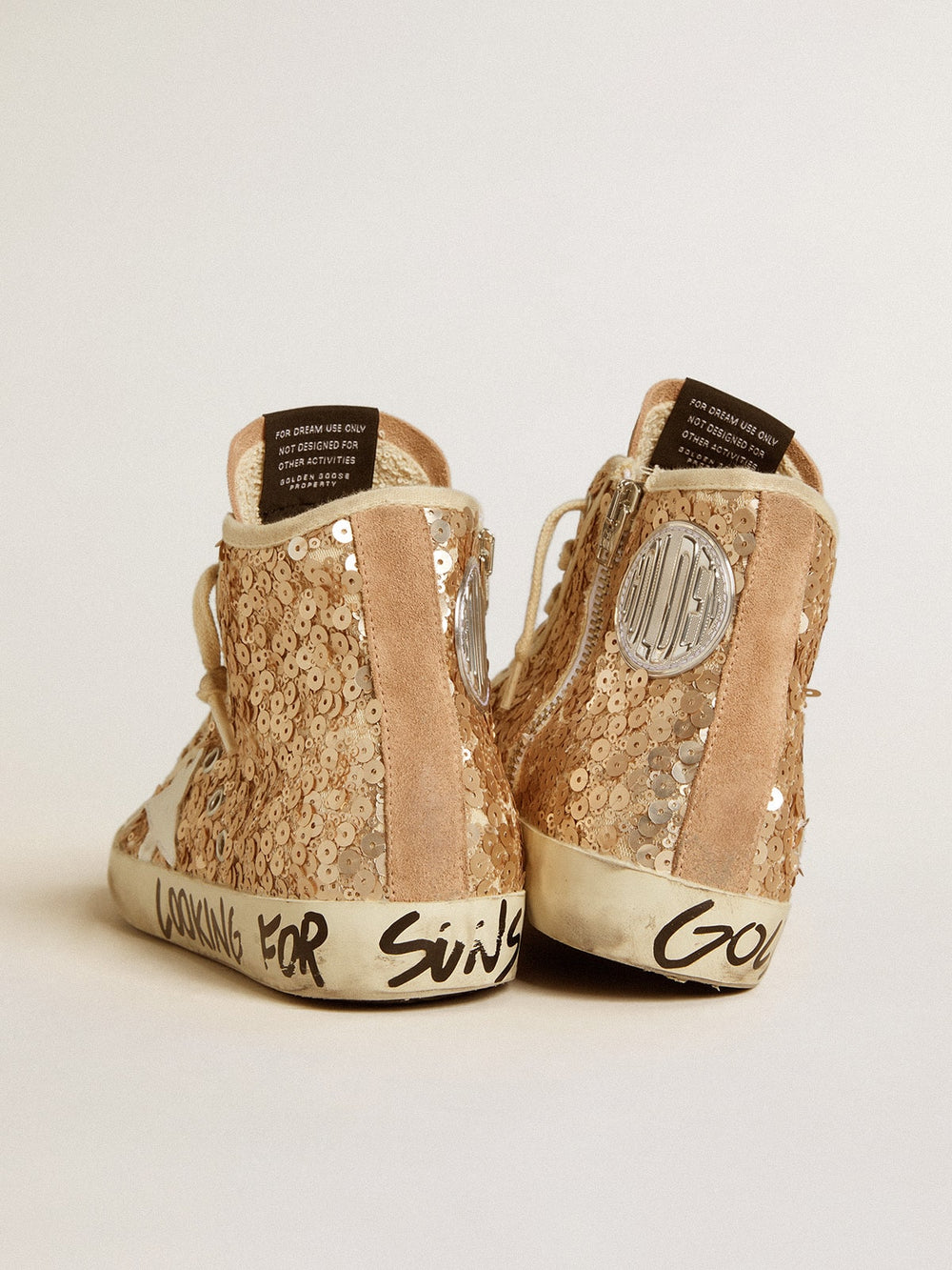 Francy Penstar in sequins with leather star and suede inserts