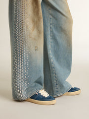 Women's Soul Star in blue suede with white leather heel tab