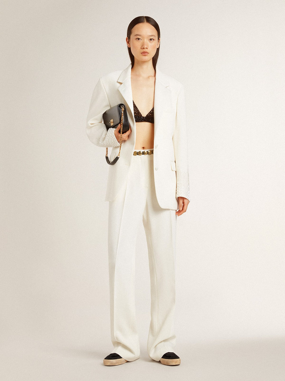 Soul Star in black velvet with white leather heel tab