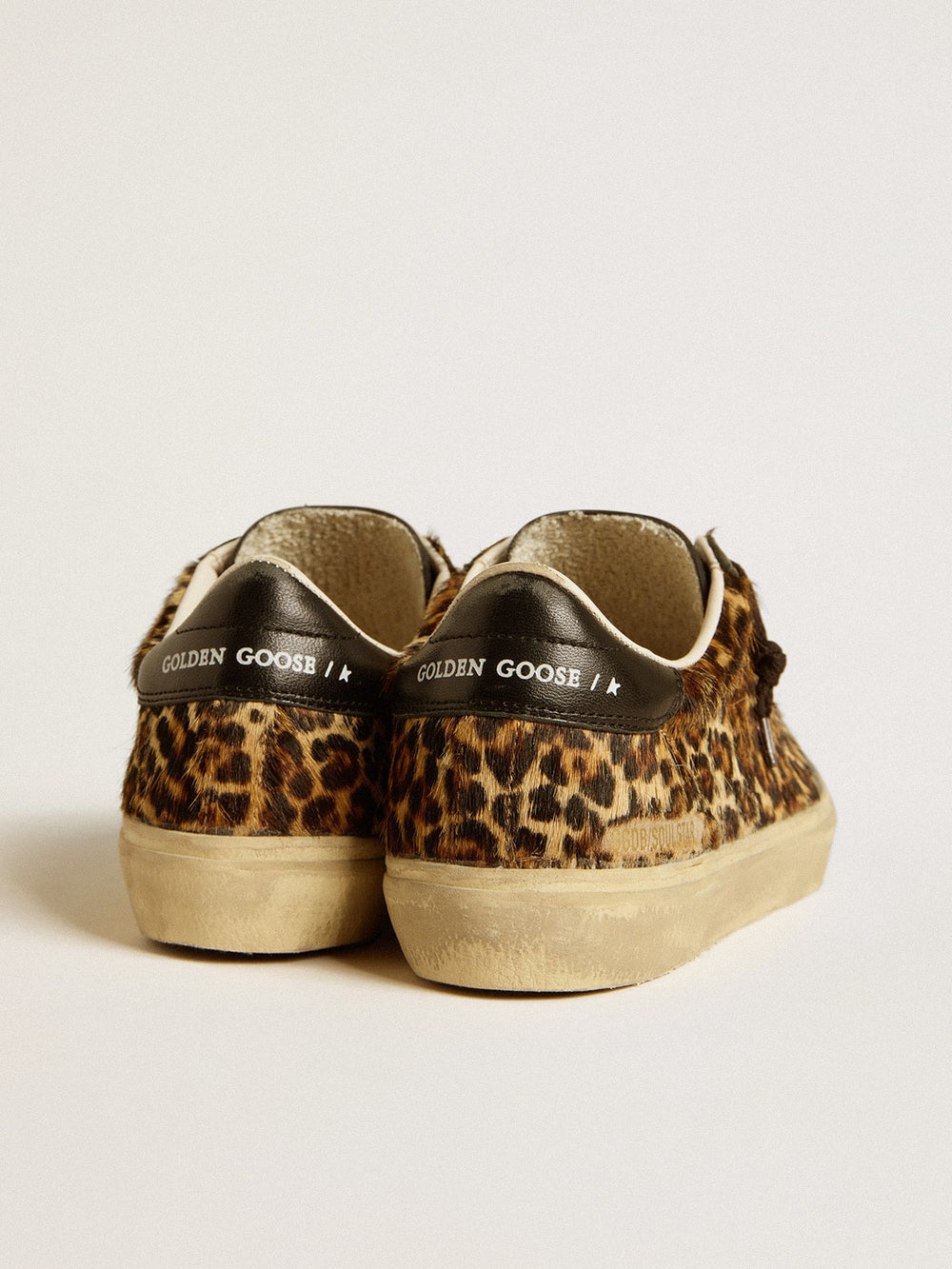 Soul Star in leopard-print pony skin with black nappa leather heel tab and inserts