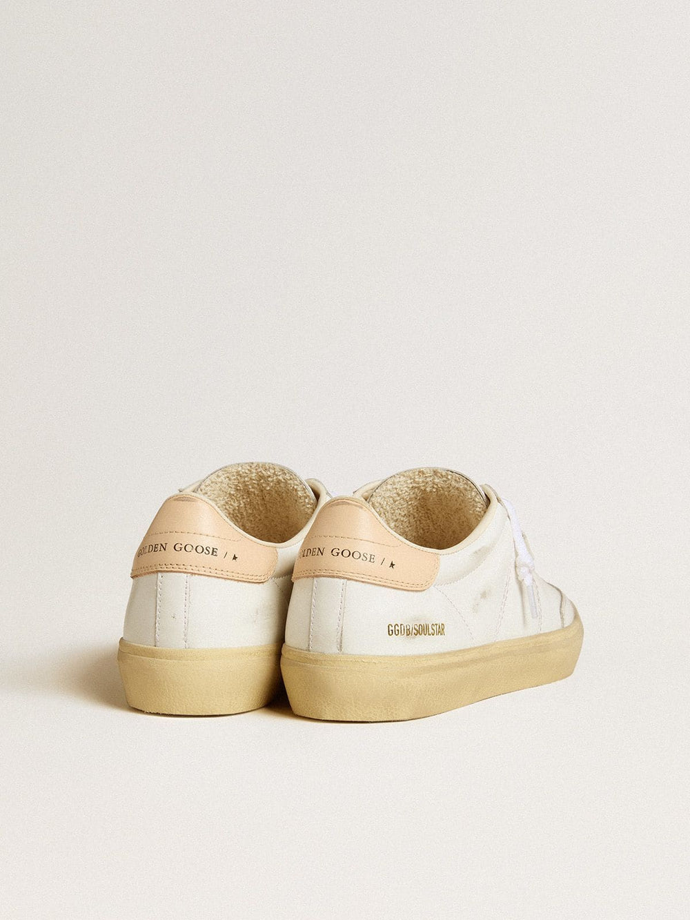 Women's Soul Star in white leather with pink leather heel tab