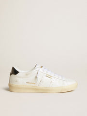 Women's Matchstar in white leather with dark blue leather heel tab