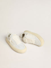 Women's Space-Star Cube in white leather with perforated star