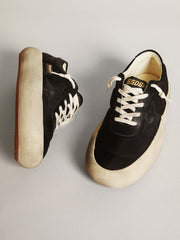 Women's Space-Star shoes in black nylon with black leather star and heel tab