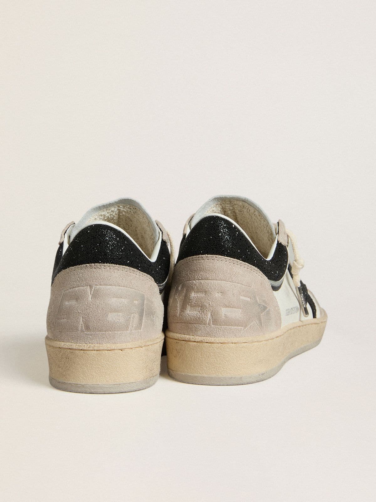 Women's Ball Star LTD in nappa with black crystal star and beige suede inserts
