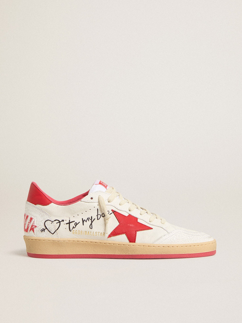 Women’s Ball Star Wishes in white leather with a red star and heel tab