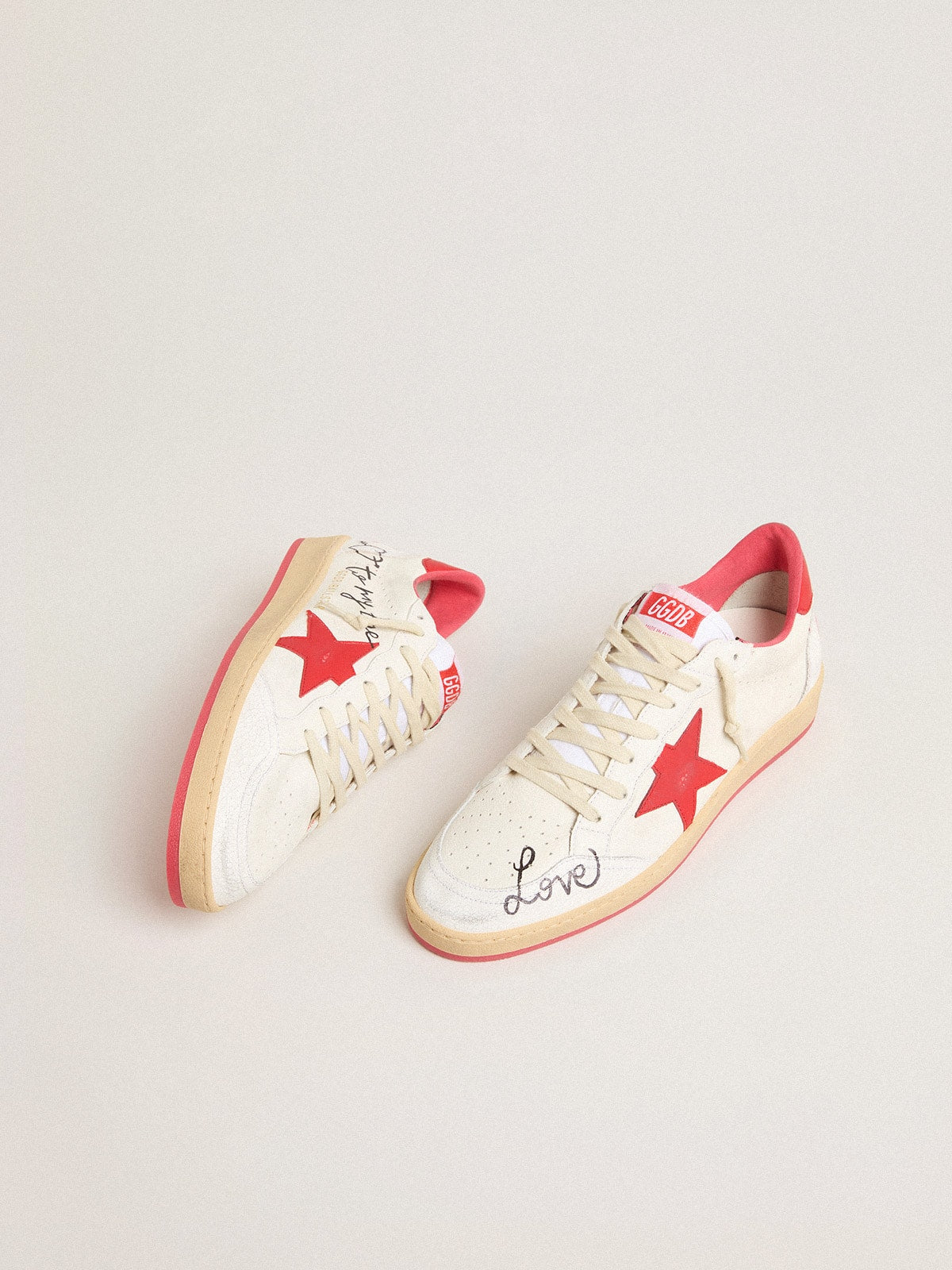 Women’s Ball Star Wishes in white leather with a red star and heel tab