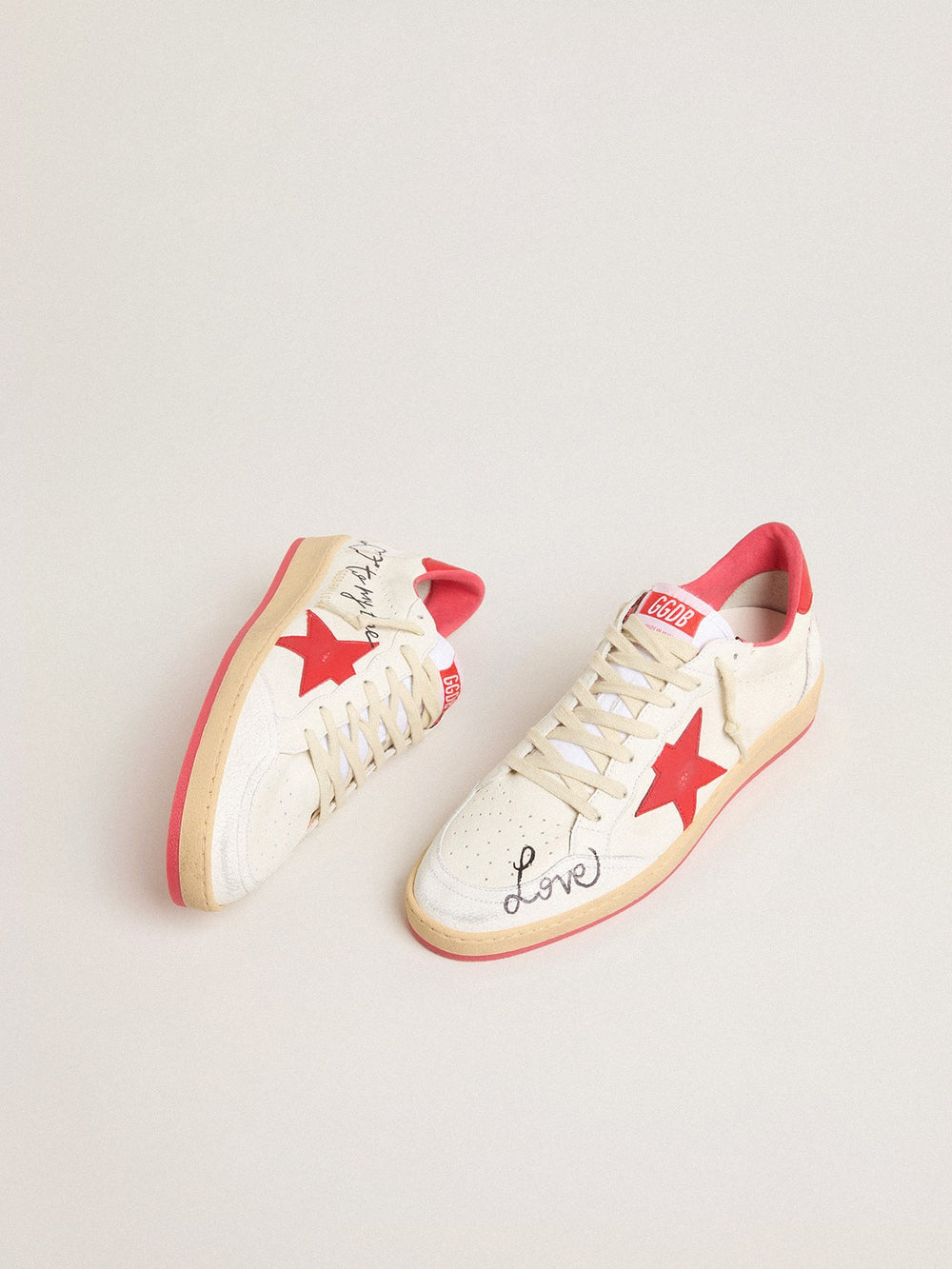 Women’s Ball Star Wishes in white leather with a red star and heel tab