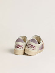 Women’s Ball Star in lilac suede with burgundy leather star and lilac suede heel tab