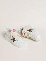 Ball Star with leopard pony skin star and black laminated leather heel tab