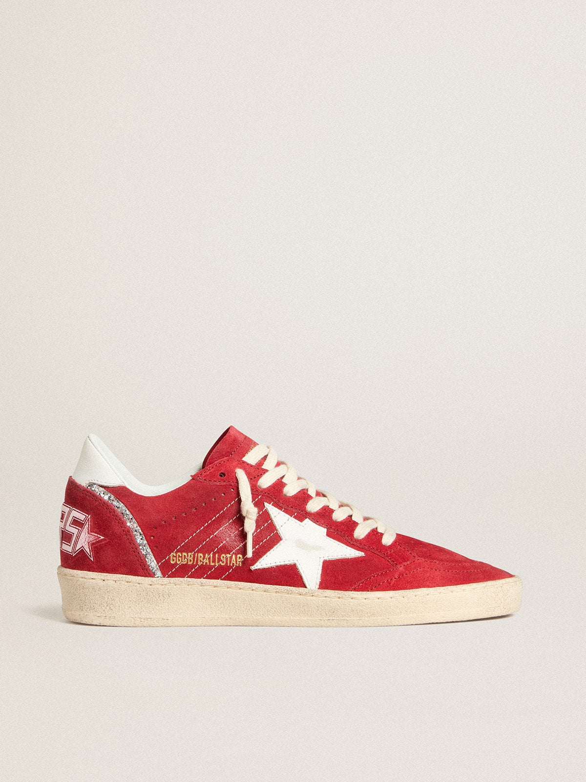 Women's Ball Star in red suede with white leather star and heel tab
