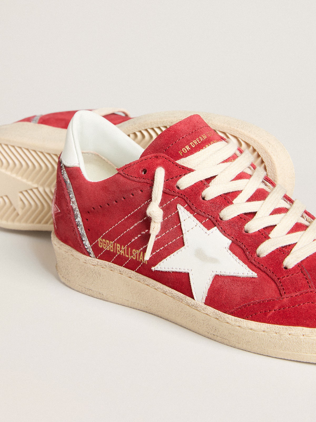 Women's Ball Star in red suede with white leather star and heel tab
