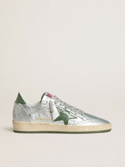 Women's Ball Star in silver nylon with green leather star and heel tab