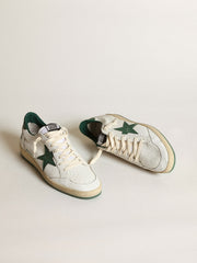 Women's Ball Star in white nappa leather with green leather star and heel tab
