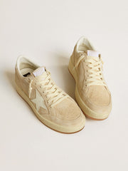 Women's Ball Star in beige suede with white leather star and heel tab