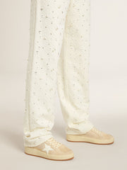 Women's Ball Star in beige suede with white leather star and heel tab