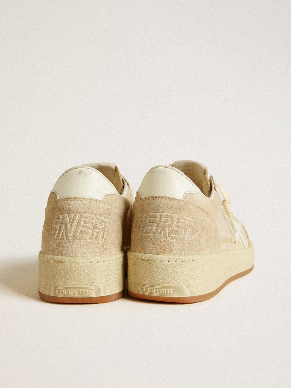 Women's Ball Star in beige suede with white leather star and heel tab