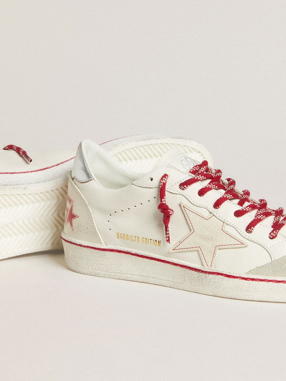 Women’s Ball Star LTD LNY in white leather with a lived-in effect
