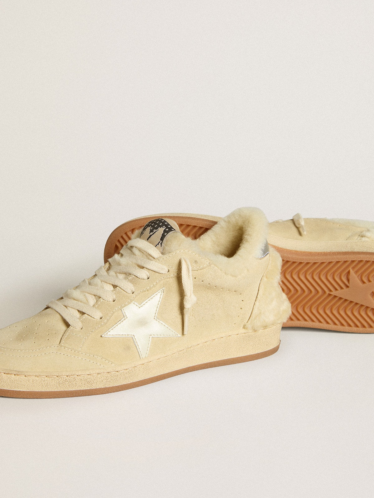 Women's Ball Star in suede and shearling with white patent leather star