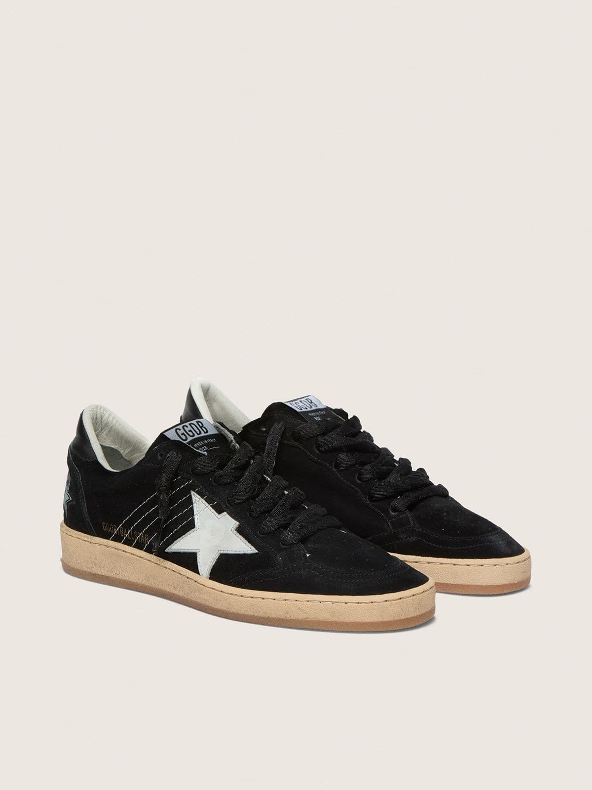 Women's Ball Star in black suede with white leather star