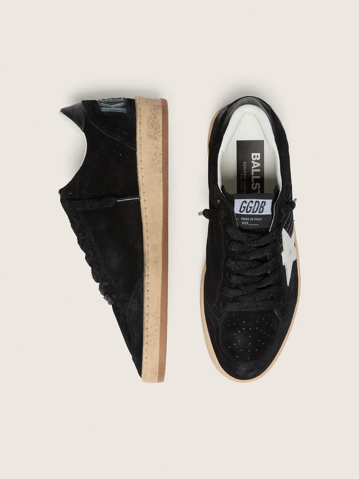 Women's Ball Star in black suede with white leather star