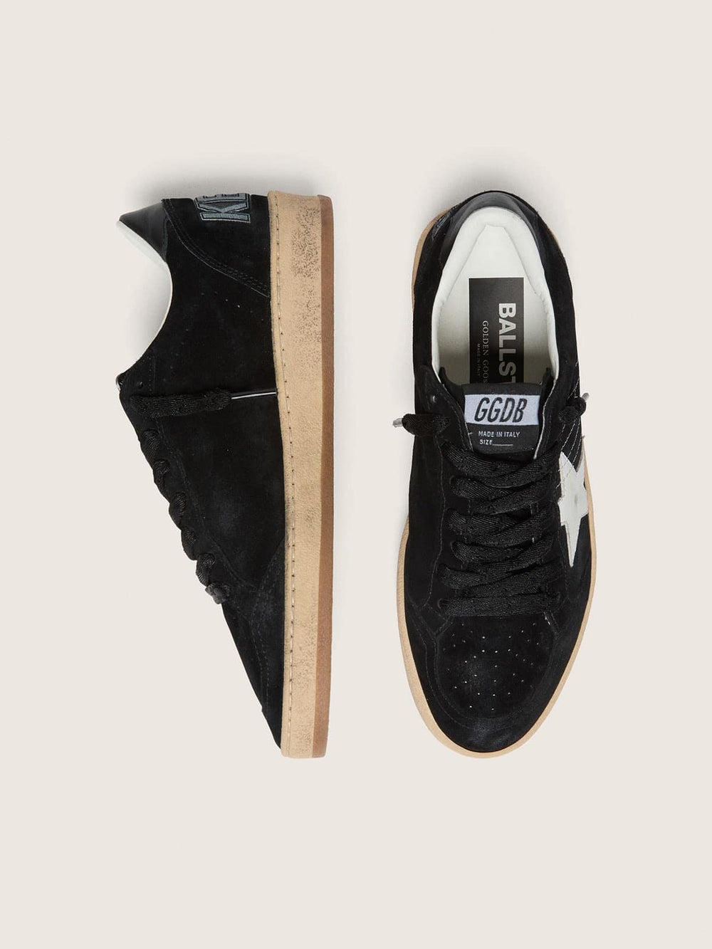 Women's Ball Star in black suede with white leather star