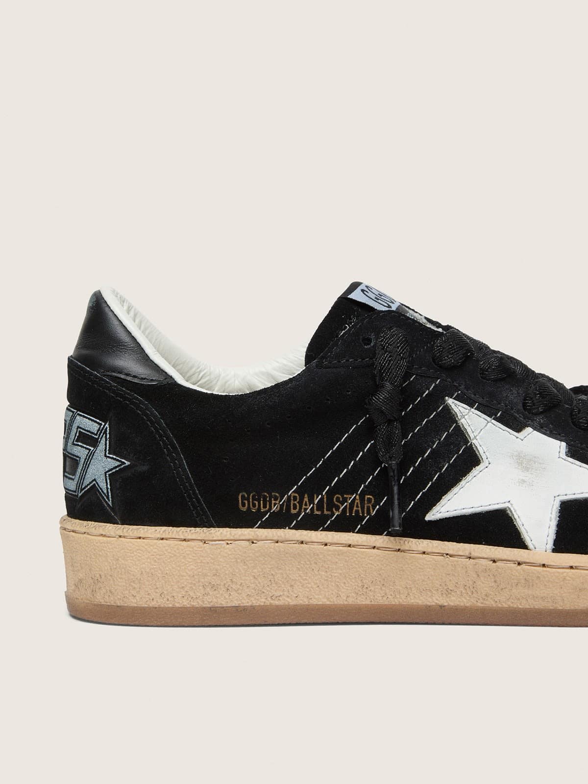 Women's Ball Star in black suede with white leather star
