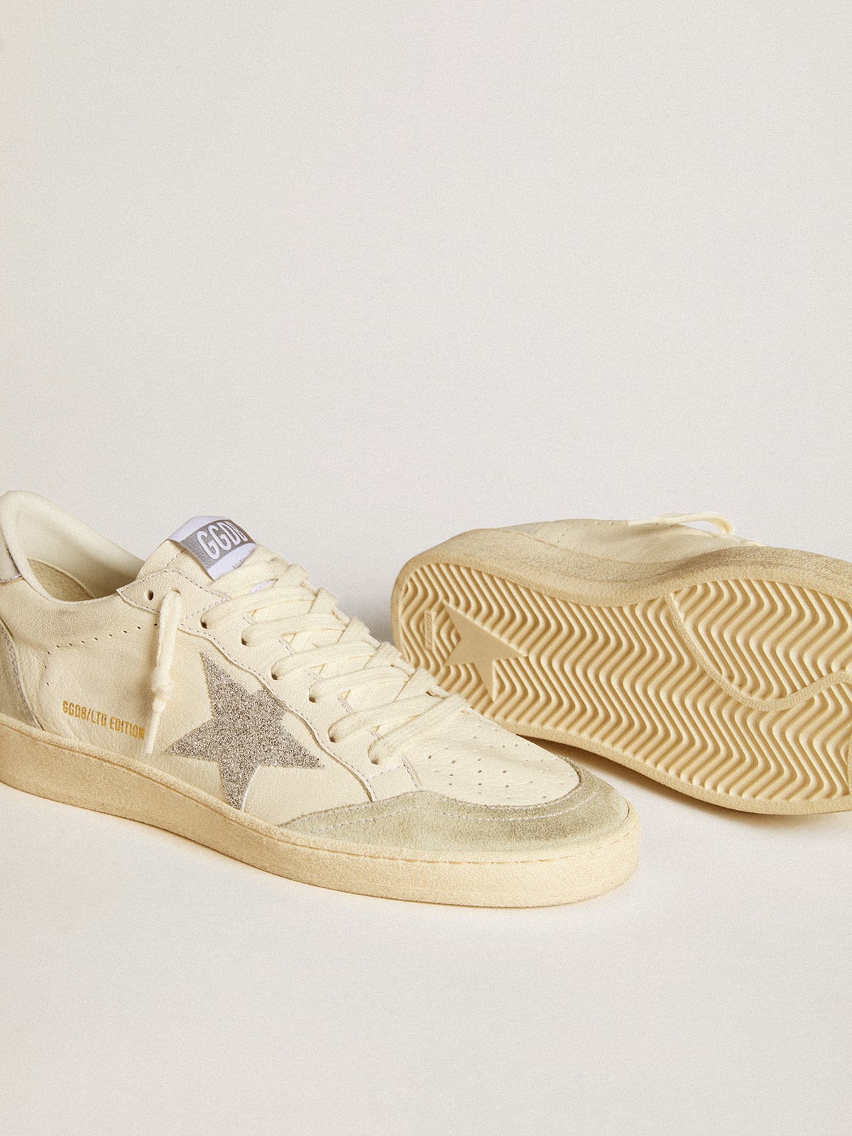 Women's Ball Star with silver Swarovski micro-crystal star and metallic silver leather heel tab