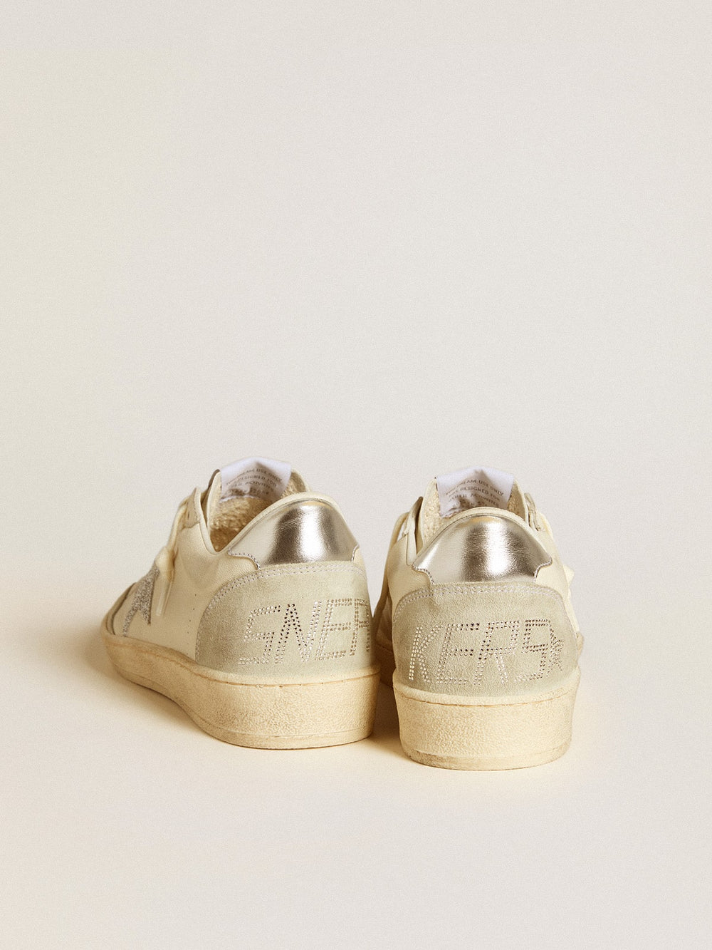 Women's Ball Star with silver Swarovski micro-crystal star and metallic silver leather heel tab