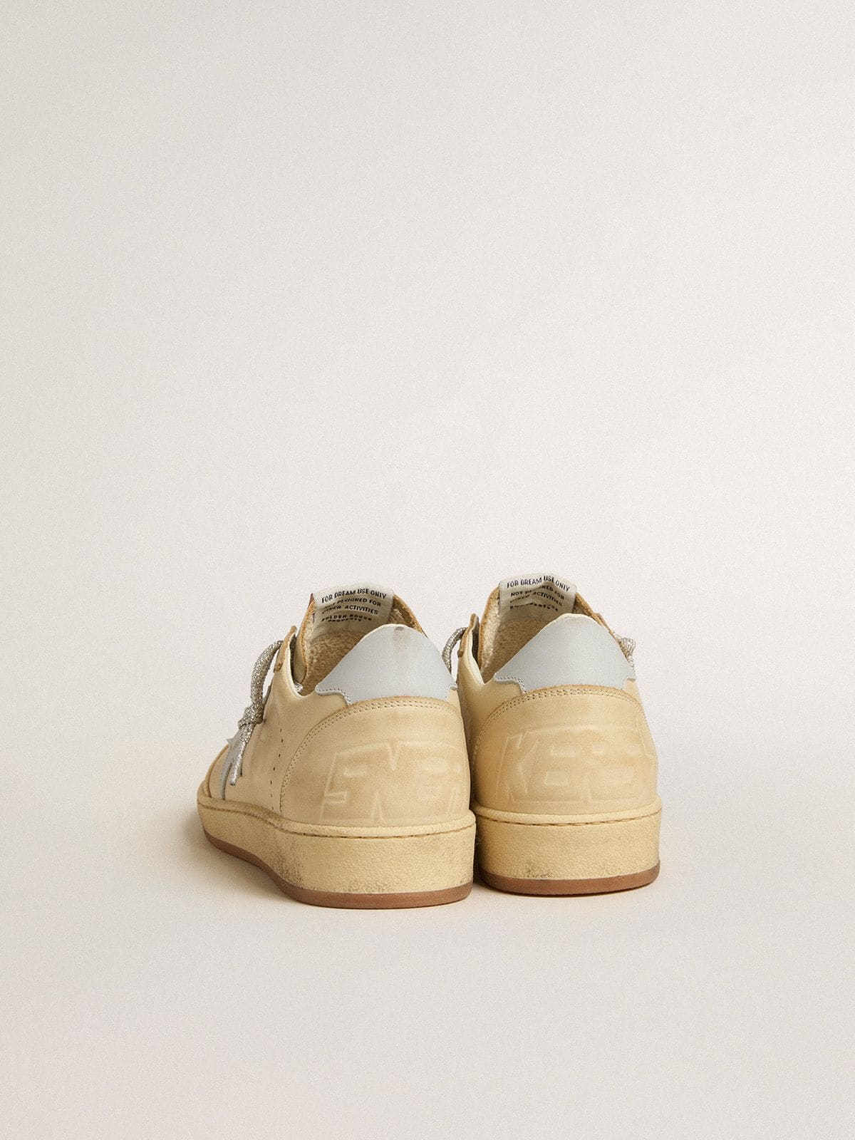Women's Ball Star LTD in cream-colored leather with light gray leather star and heel tab