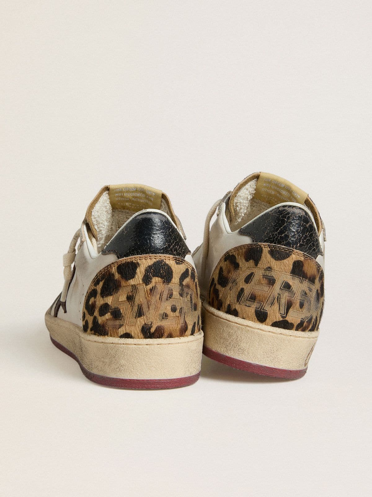 Women's Ball Star with brown leather star and leopard-print pony skin tongue