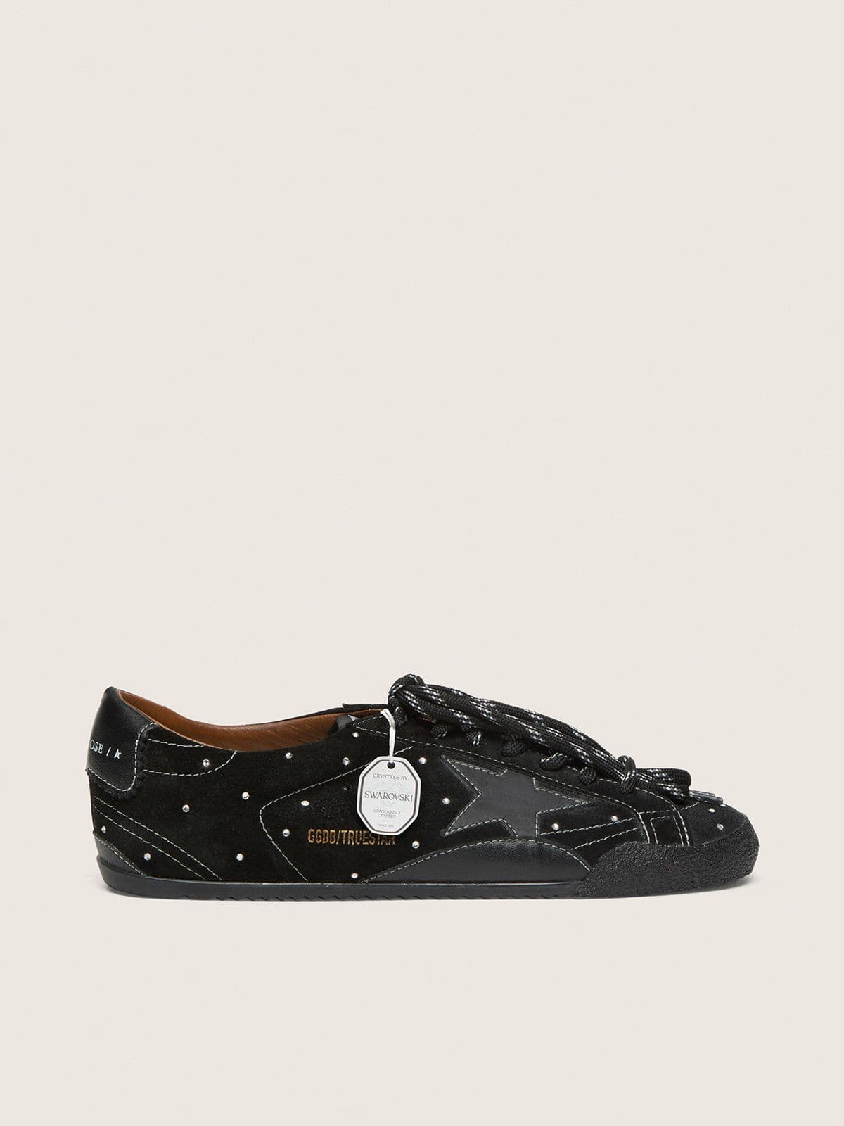 Women's True-Star in black suede with Swarovski crystals and black leather star